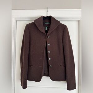 Lauren Ralph Lauren Brown Wool Blend Blazer Size 8 Single Breasted Lined